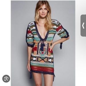 🩵 Cleobella x Free People Crochet Macrame Colorful Knit Sybilla Festival Dress